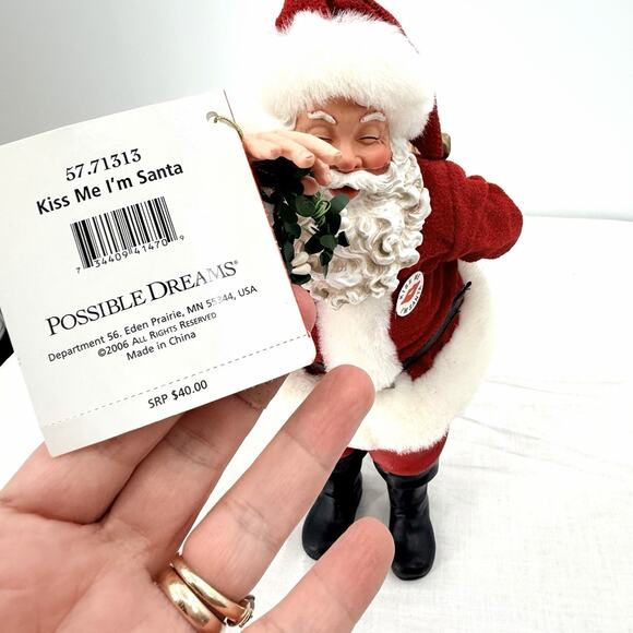 Department 56 Possible Dreams Clothtique  Vintage 2006 Possible Dreams Clothtique Kiss Me I\'m Santa - Santa Claus Figurine